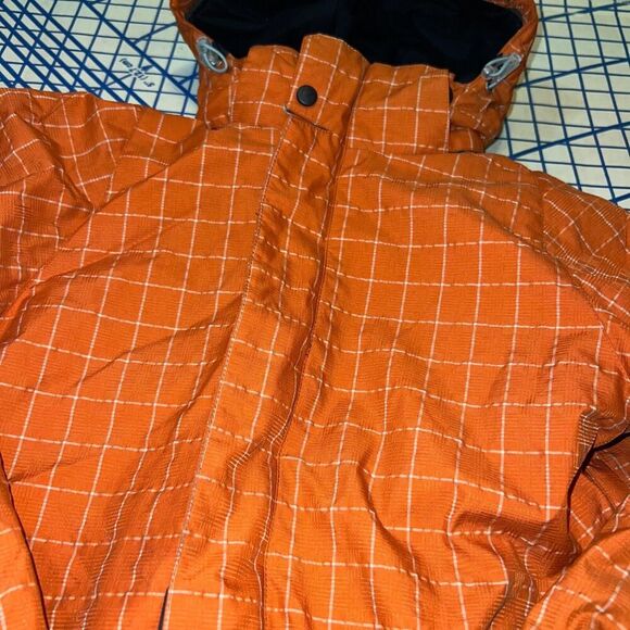 Killtec Winter Ski Jacket Orange/Wite Plaid Full Zip Kids Size 12 Outerwear - Picture 6 of 12